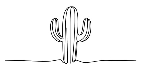 creative monochrome drawing of a cactus pattern in one line © Luka