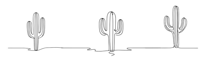 modern minimalist illustrations of cacti and desert plants in black and white © Luka