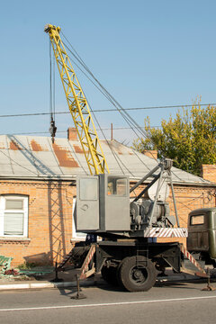 Truck with crane on the street