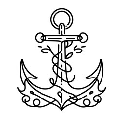 elegant monochrome illustration of an anchor with clean lines