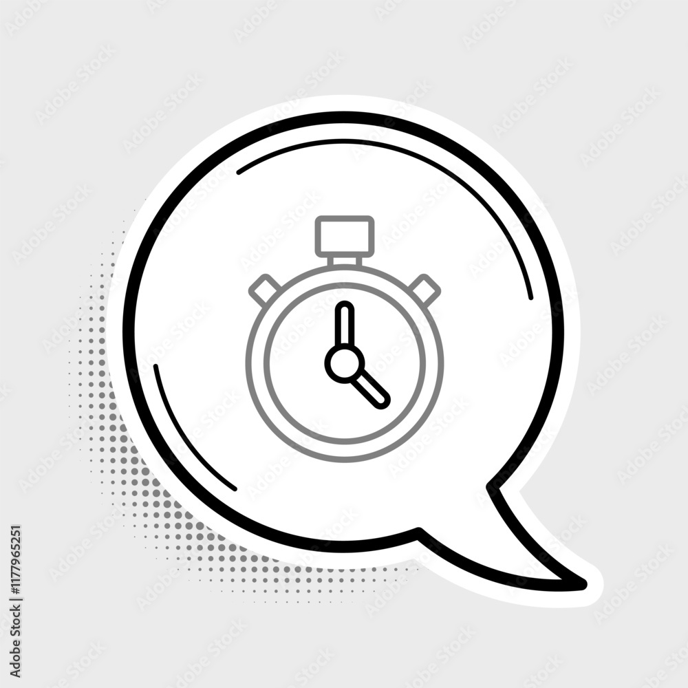 Poster line stopwatch icon isolated on grey background. time timer sign. chronometer sign. colorful outline