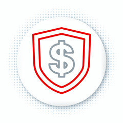 Line Shield with dollar symbol icon isolated on white background. Security shield protection. Money security concept. Colorful outline concept. Vector