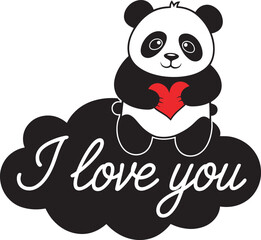 Adorable I Love You Teddy Bear The Perfect Gift for Your Girlfriend Happy Valentine's Day Vector design illustration, panda with a heart