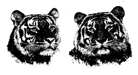 realistic tiger head artwork in monochrome with intricate details