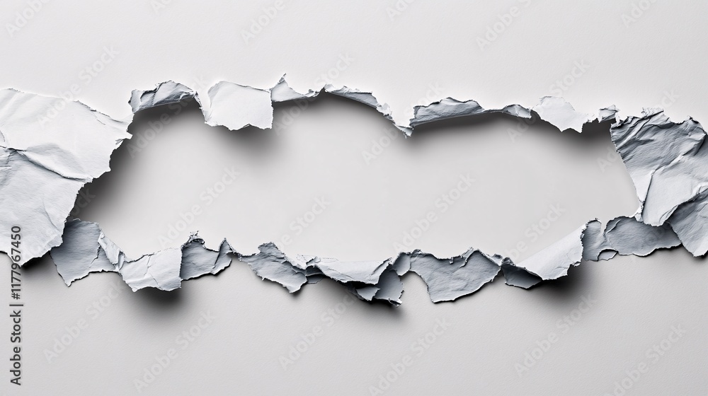 Aufkleber torn white paper with irregular edges creating a textured abstract background