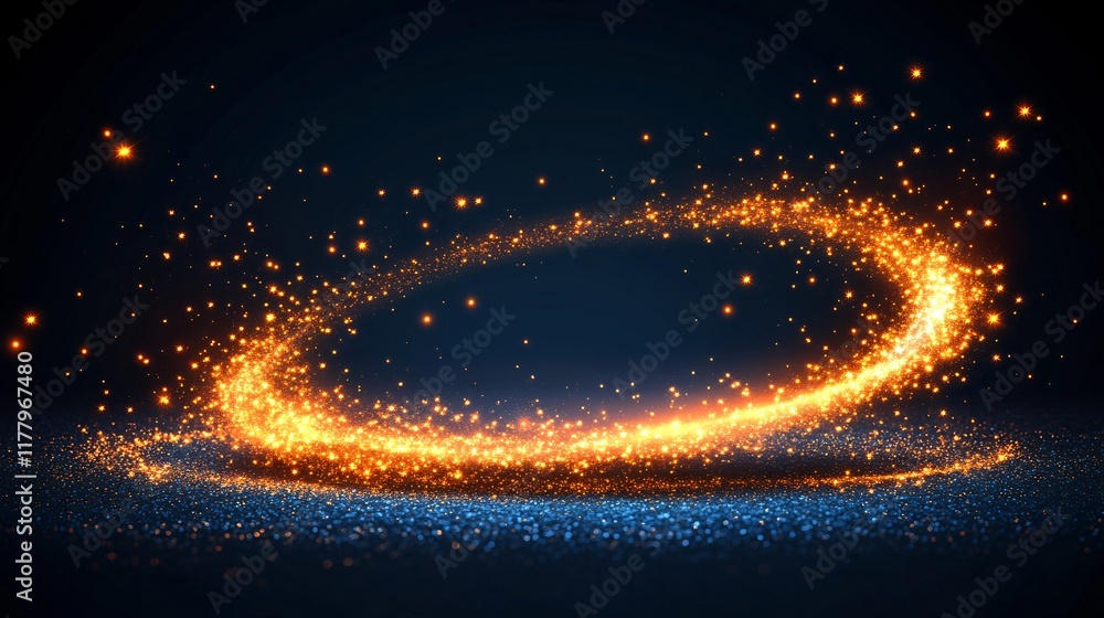 Poster circular sparkles create a mesmerizing effect against a dark background
