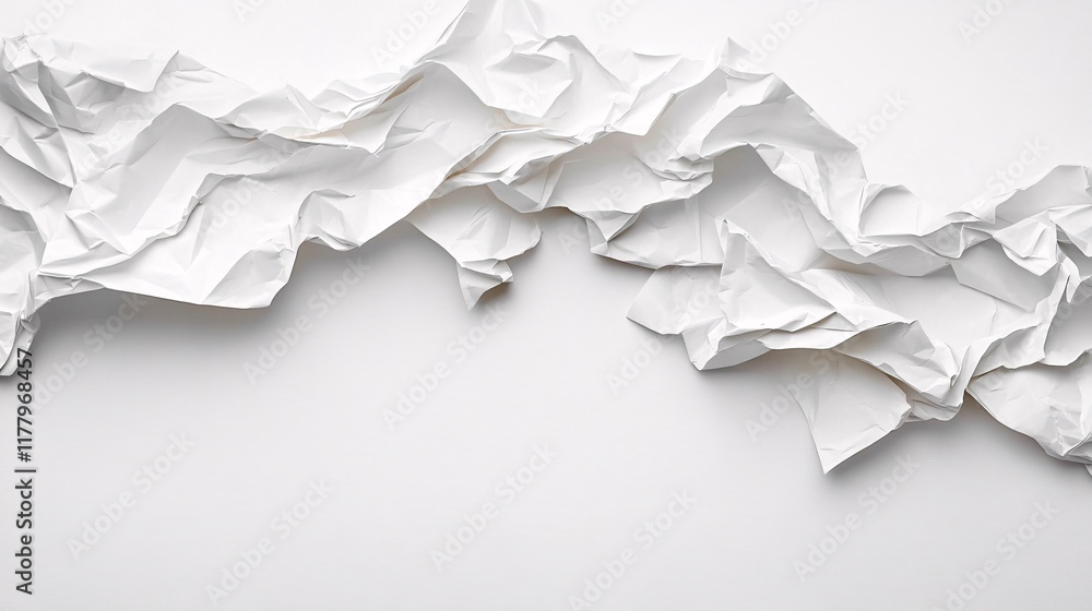 Aufkleber crumpled white paper creating an abstract design on a light background