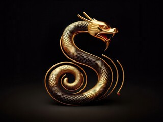 Obraz premium Happy Chinese snake new year background, gold snake year