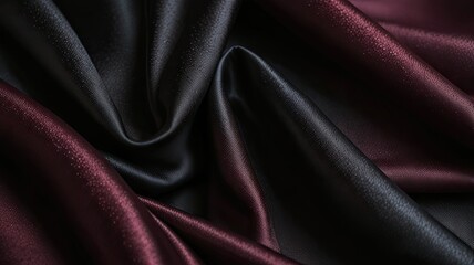 Obraz premium Swirling fabric in deep burgundy and black displays a rich texture inviting touch with its smooth and luxurious feel. Perfect for elegant design projects
