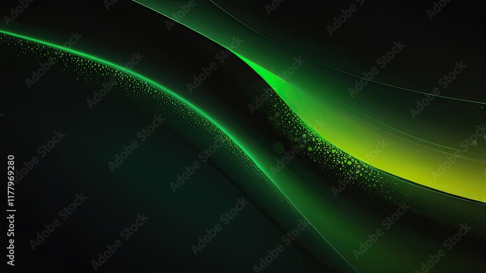 Poster vibrant curves in shades of green and yellow blend seamlessly creating a mesmerizing abstract compos