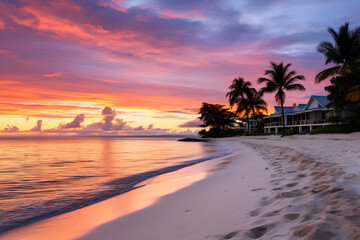 Mesmerizing Sunset View of Hn Beach with Crystal Clear Waters and Soft White Sands
