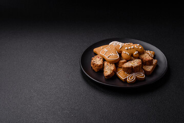 Christmas cantuccini cookies with nuts and candied fruits, gingerbread