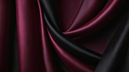 Obraz premium This composition displays gracefully draped fabric featuring deep black and rich burgundy shades perfect for enhancing any elegant setting or project