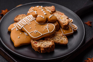 Christmas cantuccini cookies with nuts and candied fruits, gingerbread