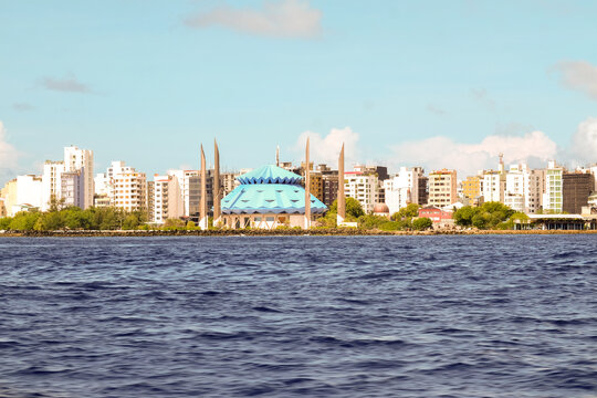 Coastal Cityscape of Male, Maldives with view on King Salman Mosque 