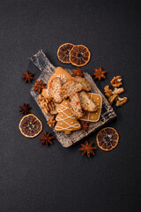 Christmas cantuccini cookies with nuts and candied fruits, gingerbread