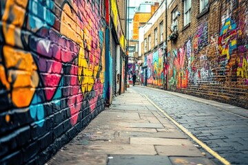 Obraz premium Graffiti art in Brick Lane London UK. Vintage shopping.