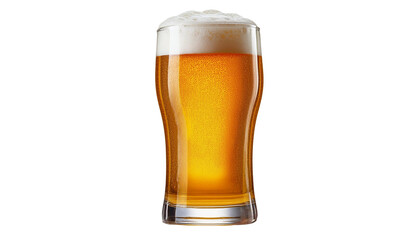 Transparent PNG of a pint of amber beer with foam