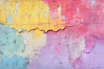 Obraz premium Wall painted the old faded colorful paint