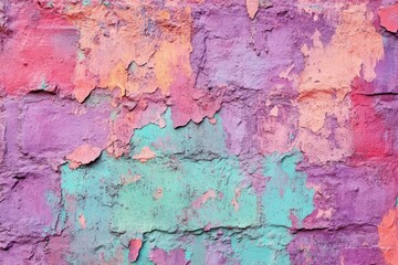 Fototapeta premium Wall painted the old faded colorful paint