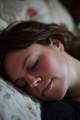 Woman Sleeping Peacefully in a Clean Bed, Carefree Moment
