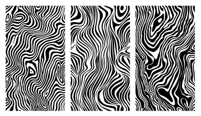 abstract black and white wave patterns with dynamic optical effect