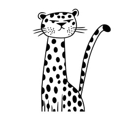 playful hand-drawn vector illustration of a cartoon cheetah in minimalist style