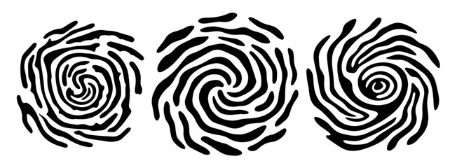 minimalist abstract design of circular spirals in a bold style