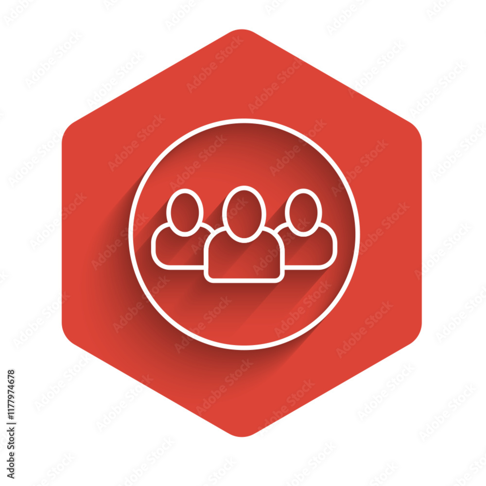 Poster white line project team base icon isolated with long shadow background. business analysis and planni