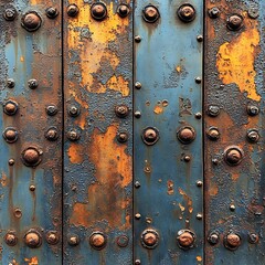Weathered Metal Texture Captured With Radiant Rusty Colors and Peeling Paint Photo