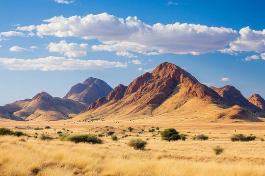 Stunning african desert scene featuring bald granite peaks in namibia s unique landscape