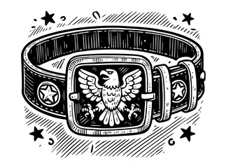 ornamental vector belt illustration with eagle buckle in monochrome vintage style