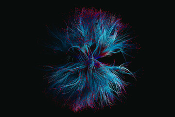 Abstract technology background featuring threads and fibers in motion