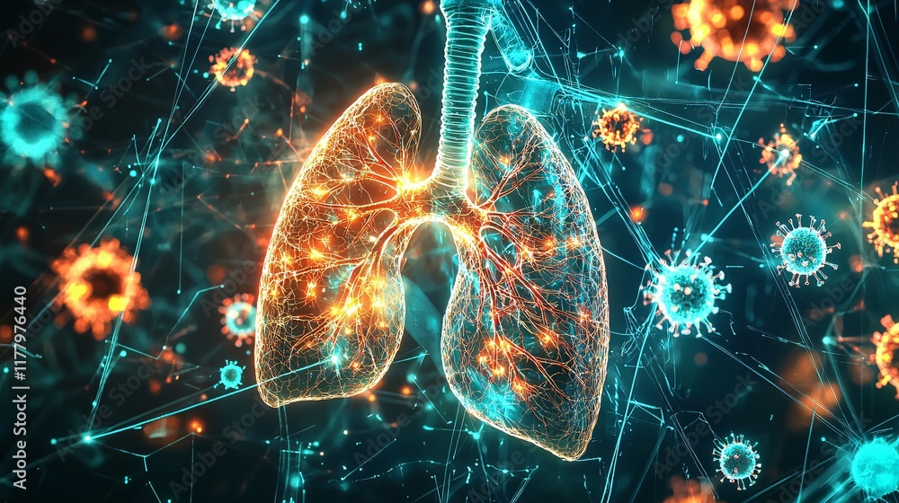 Poster exploring lung function and disease impact interactive graphic visualization in medical science