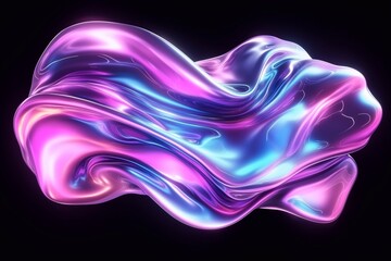 Iridescent Fluidity - Dynamic Abstract Form in Motion