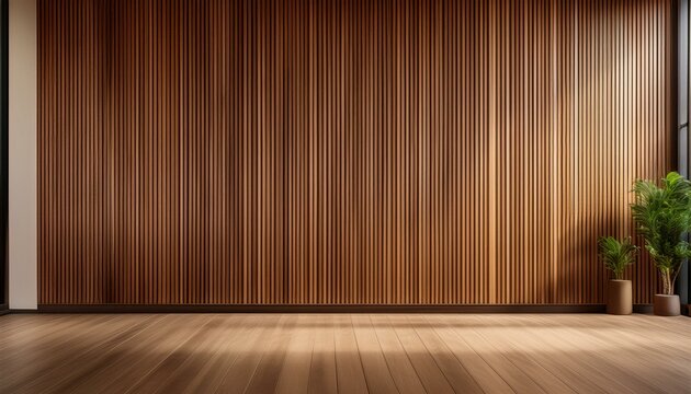 empty studio room with a wooden wall made of vertical slats offering a clean and modern template for designs1.jpg