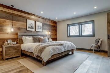 Bedroom with a rustic interior design style