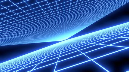 cyberspace technology tunnel, abstract network background, seamless loop. Glowing lines. Retro.