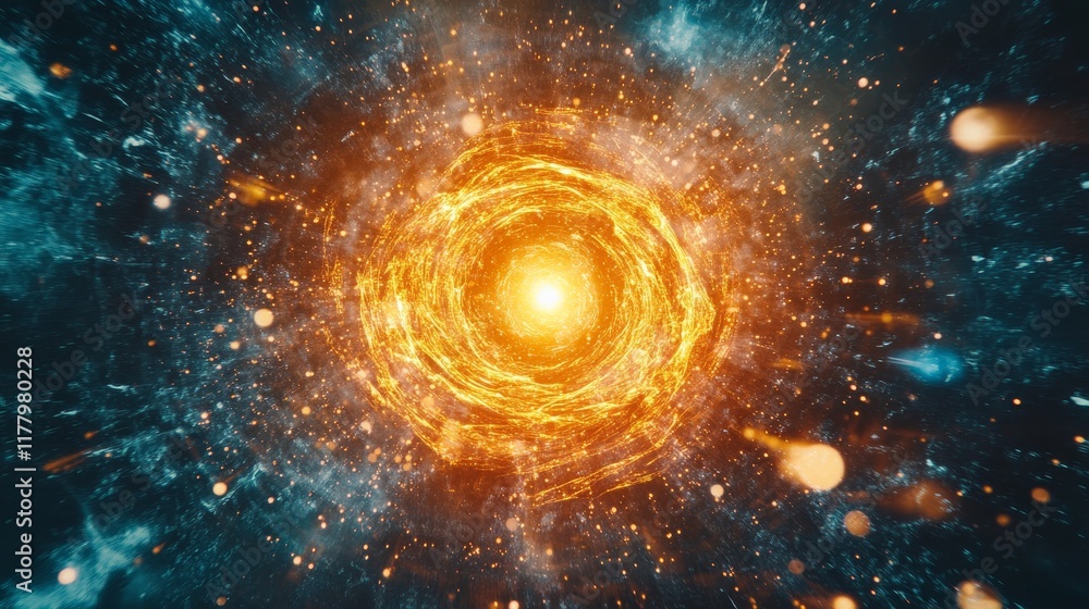 Poster stunning abstract energy visualization with radiant light and dynamic vortex effects in dark space