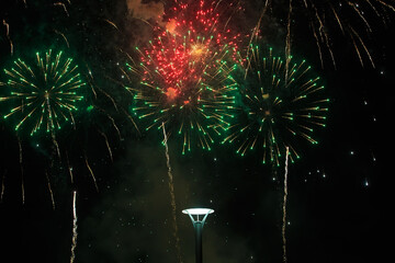 Festive fireworks in the dark night sky