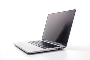 Laptop and empty space isolated on white background with clipping path  Gray aluminium body.