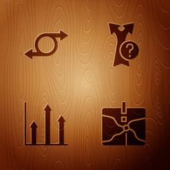 Set Intersection point, Arrow, Pie chart infographic and on wooden background. Vector