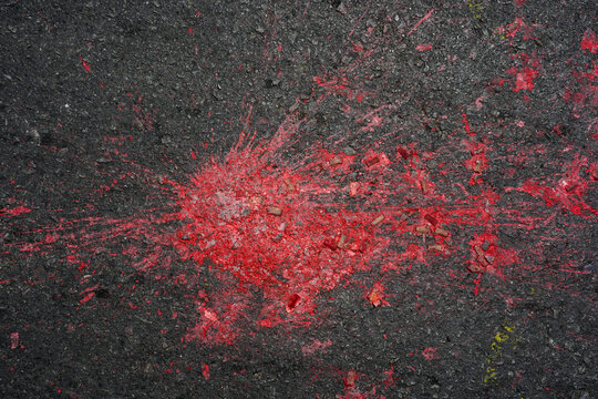 Paint splatter on a road