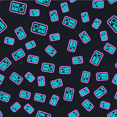 Line Identification badge icon isolated seamless pattern on black background. It can be used for presentation, identity of the company, advertising. Vector