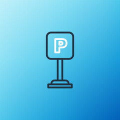 Line Parking icon isolated on blue background. Street road sign. Colorful outline concept. Vector
