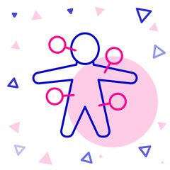 Line Voodoo doll icon isolated on white background. Colorful outline concept. Vector