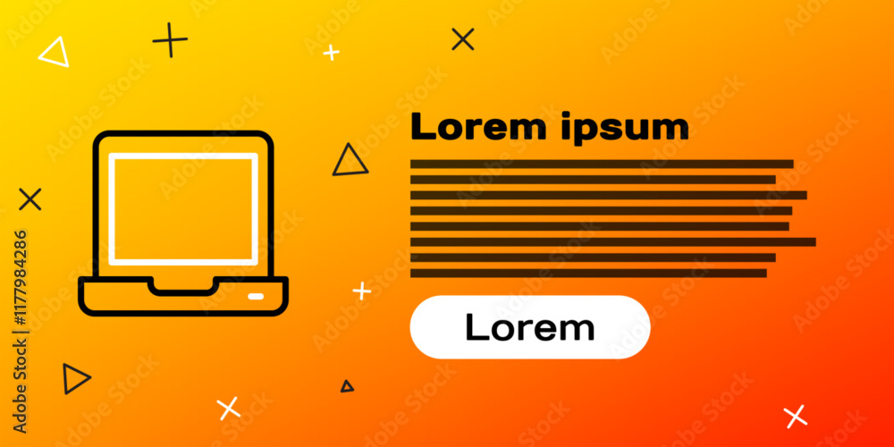 Poster line laptop icon isolated on yellow background. computer notebook with empty screen sign. colorful o