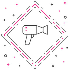 Line Hair dryer icon isolated on white background. Hairdryer sign. Hair drying symbol. Blowing hot air. Colorful outline concept. Vector