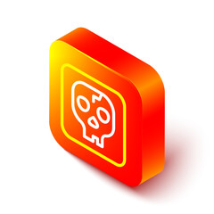 Isometric line Archeology icon isolated on white background. Orange square button. Vector