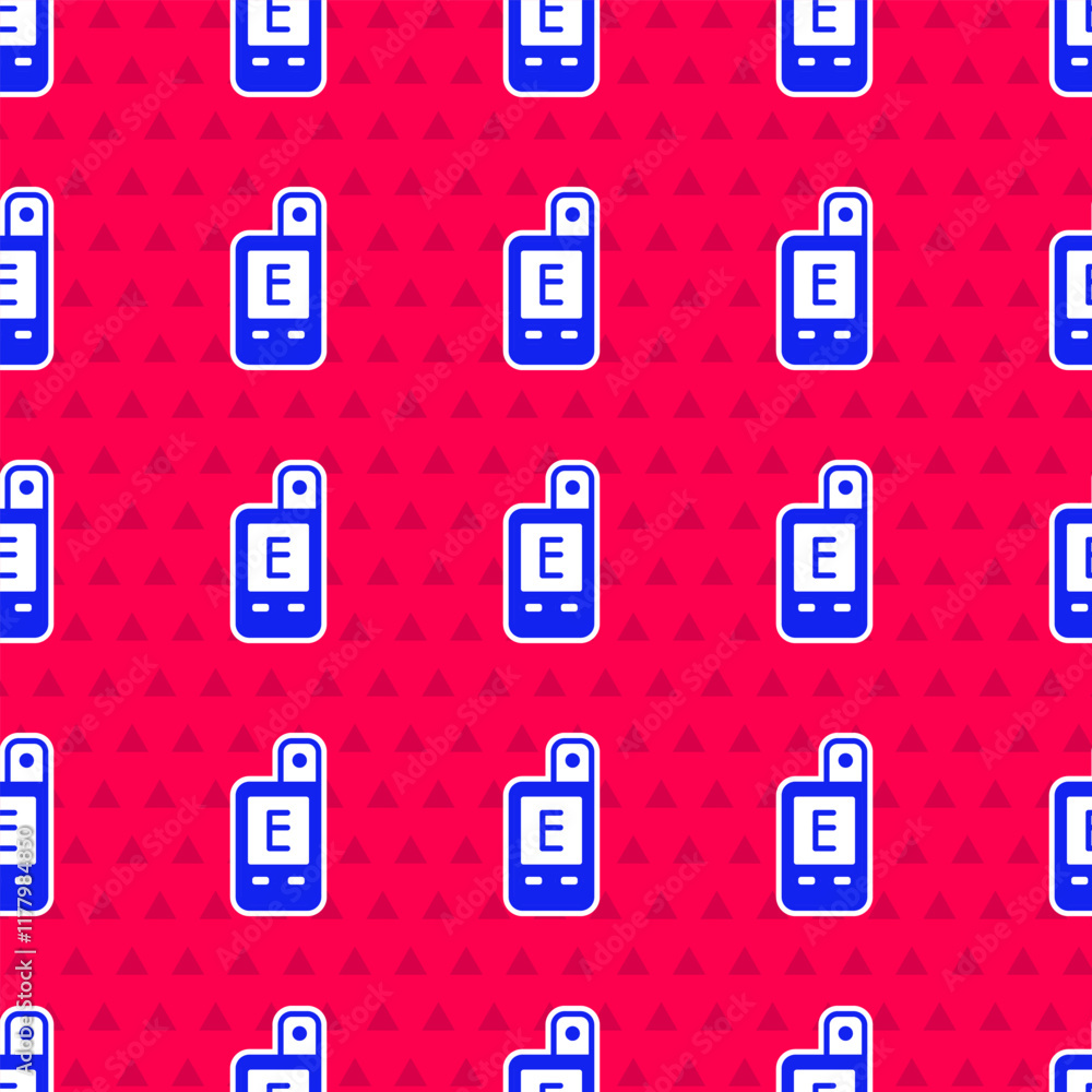 Poster blue light meter icon isolated seamless pattern on red background. hand luxmeter. exposure meter - a